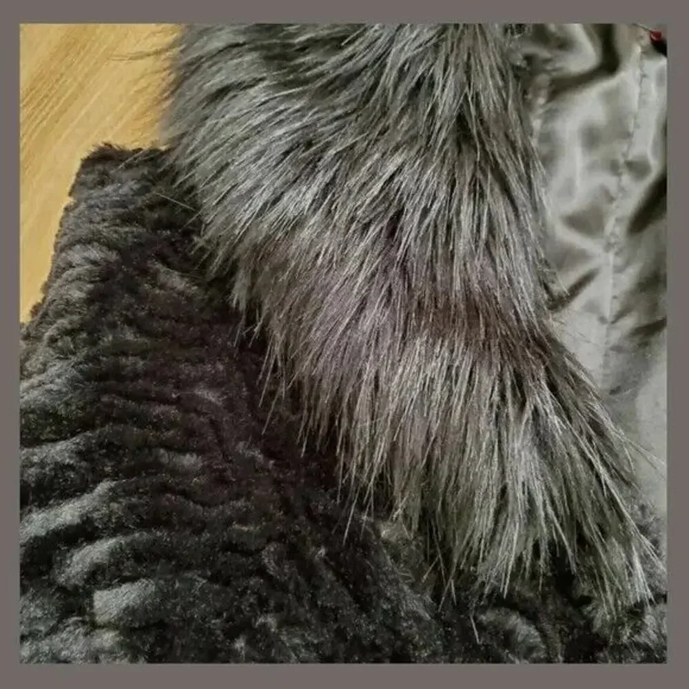 Adrienne Landau Faux Fur Shearling Vest Small Black Luxe Statement Uptown NEW